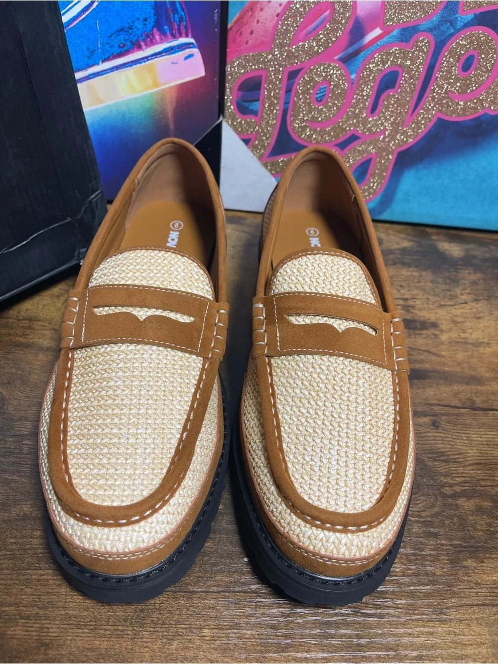 Fashion Nova Men’s Woven Faux Suede Contrast Stitch Penny Loafer size 9